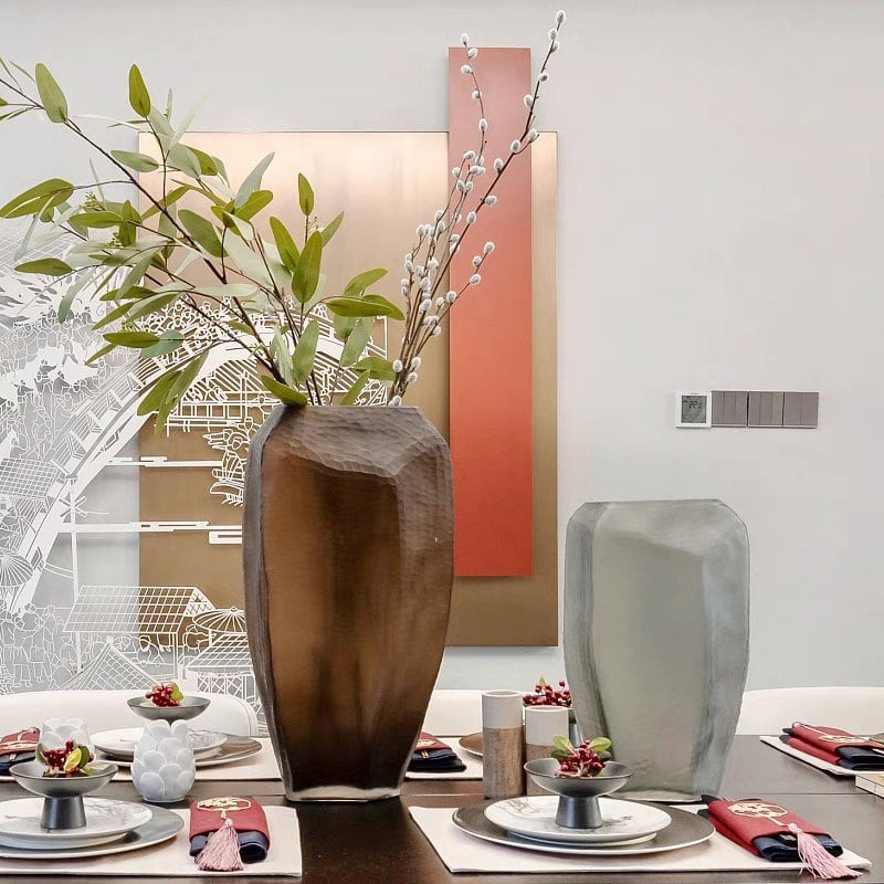 Bruine glazen vaas (v14686-380chocolade)