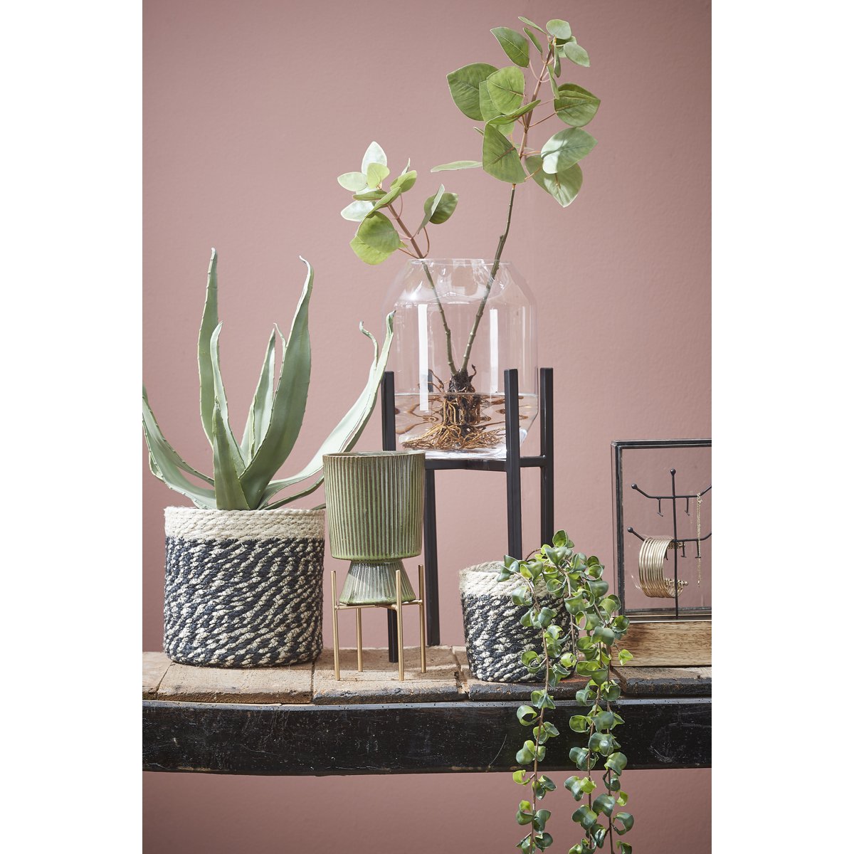 Ascot Plantenstandaard - L14 x B14 x H25 cm - Metaal - Zwart