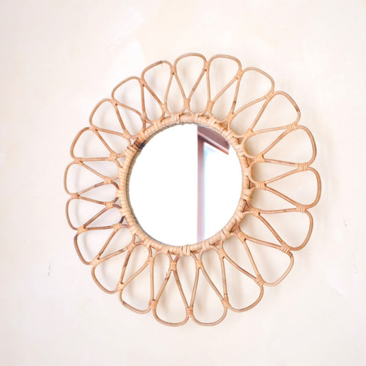 Kleine rotan spiegel 38 cm handgemaakte Boho wandspiegel DAAU wanddecoratie ronde spiegel decoratieve spiegel