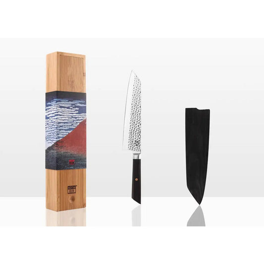 Mes - Kiritsuke (koksmes) met bamboe Saya en bamboedoos - lemmet van 210 mm