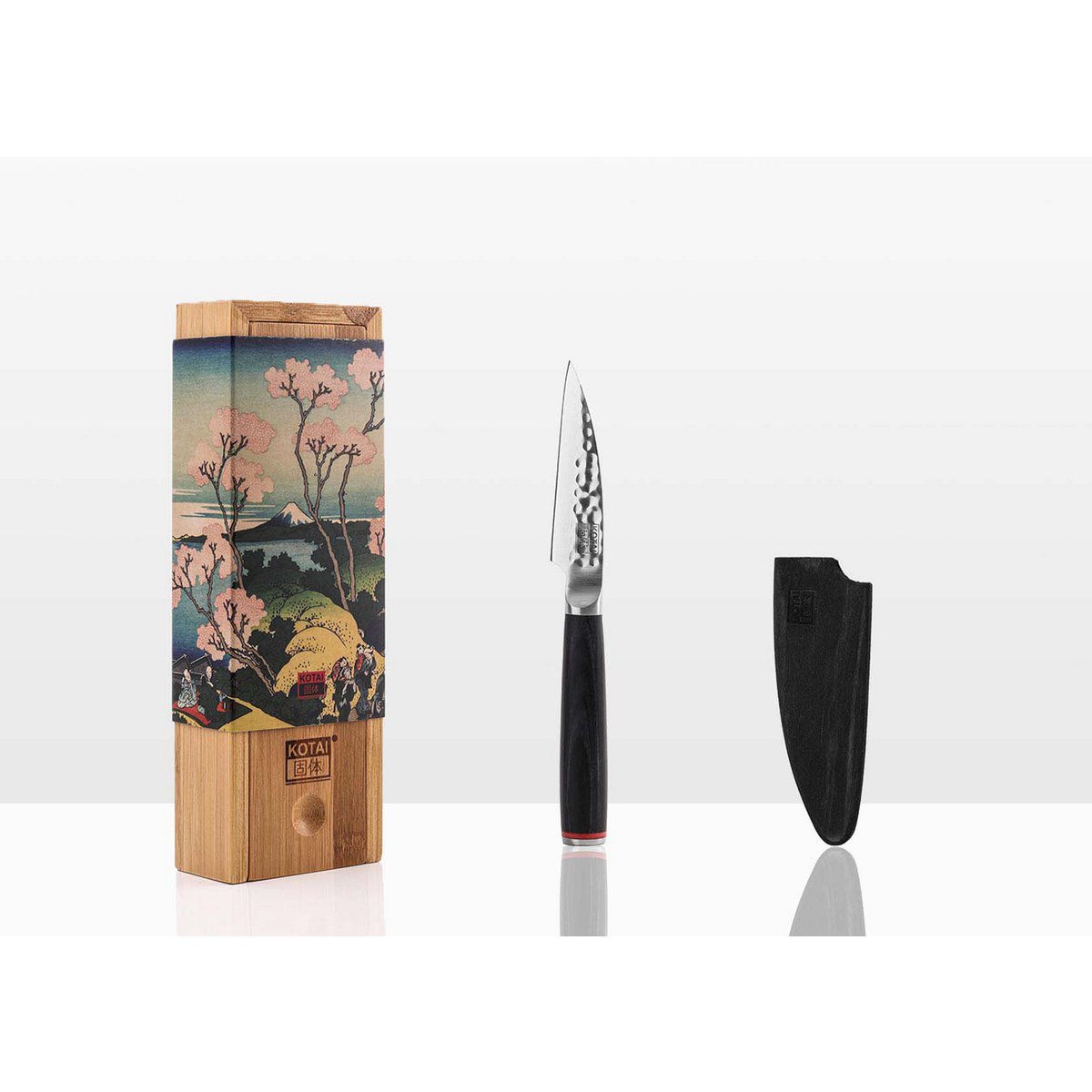 Messen en Keuken Accessoires Set - De Starter Set Deluxe Edition (B): 2 messen (schilmesje + Santoku) + 2 accessoires (aanzetstaal + bamboe snijplank)