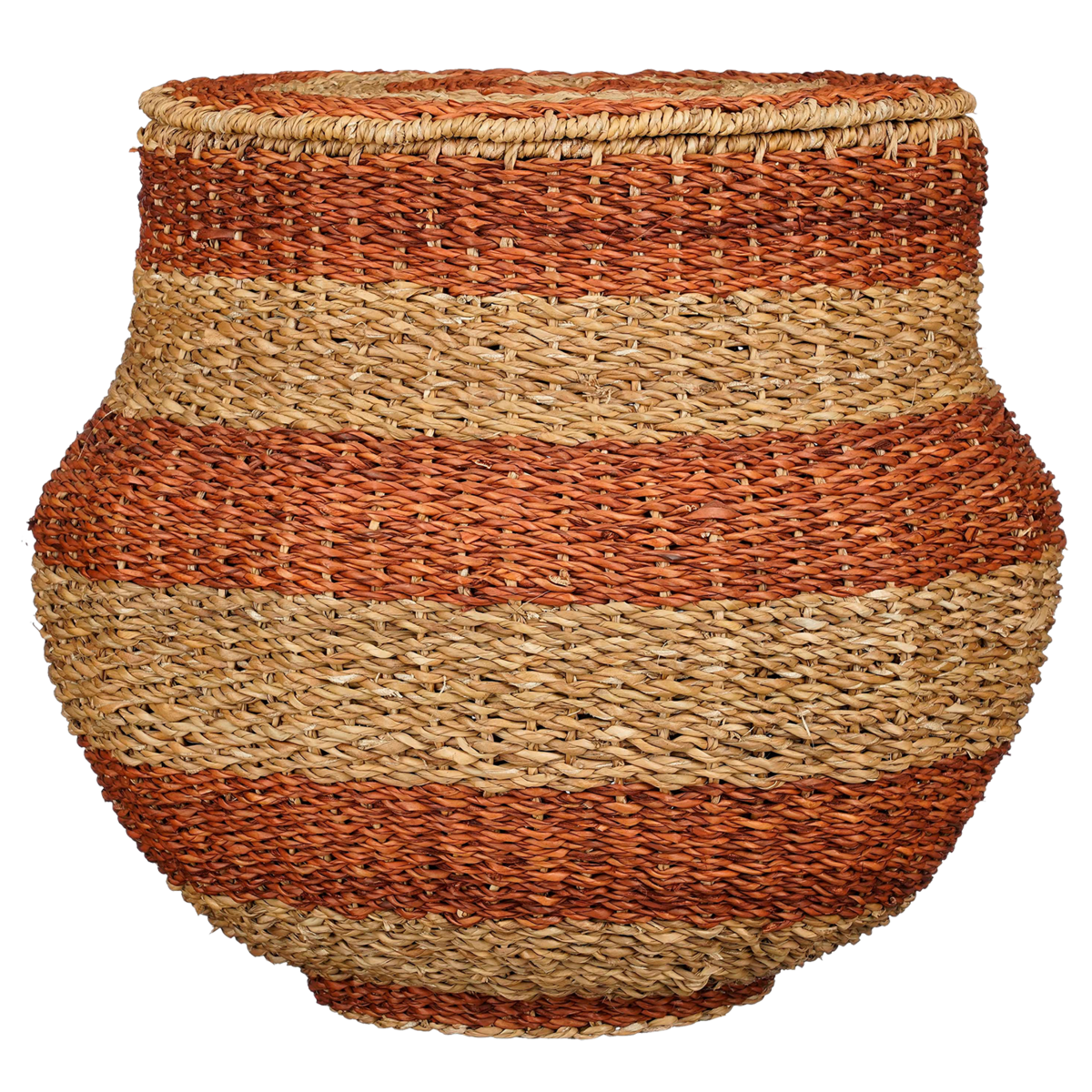 Tacoma Opbergmand met Deksel - H48 x Ø55 cm - Jute - Oranje