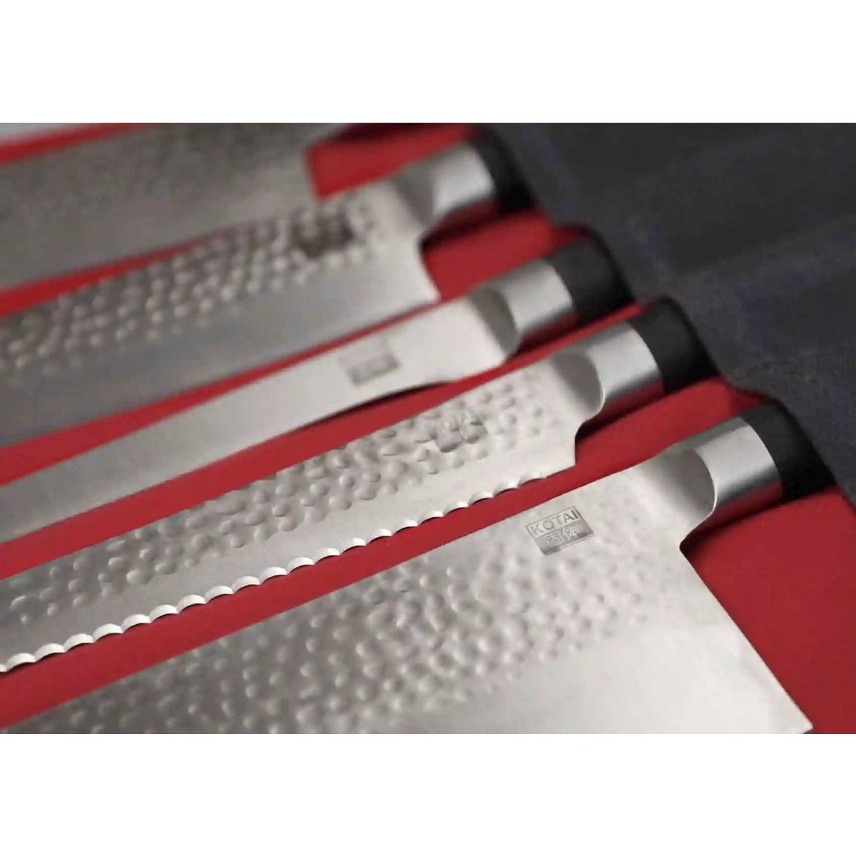 Keukenaccessoires - KOTAI oprolbare zak voor messen - topnerfleder en gewaxt canvas (8 messen + accessoires)