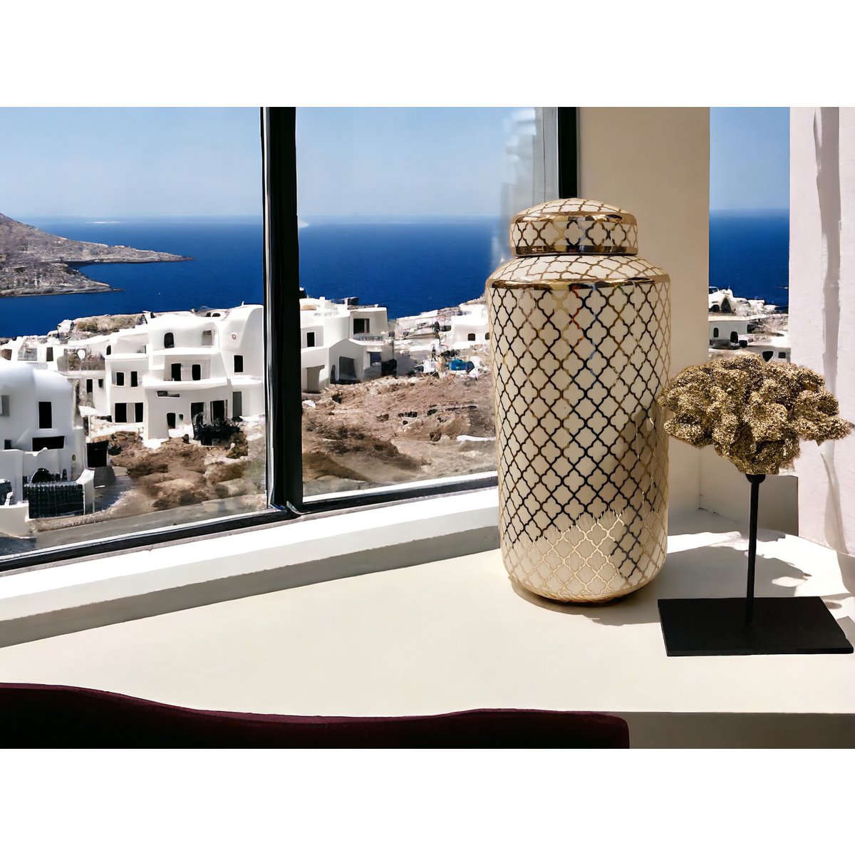 Koraal met metalen standaard ( champagnekleur) | Decoratief Koraal