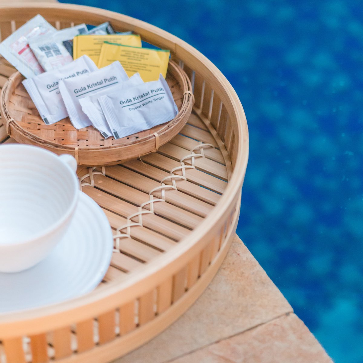 Decoratief Bamboe Dienblad Serveerblad Rond Ø 40 cm SENAYAN