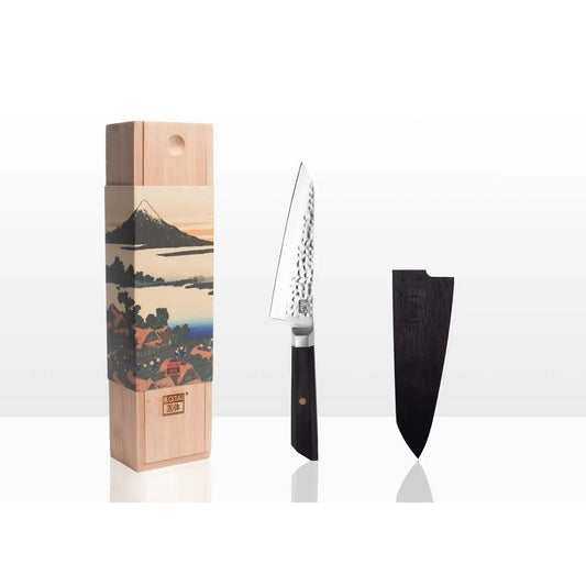 Mes - Bunka Petty met bamboe Saya en bamboedoos - lemmet van 135 mm