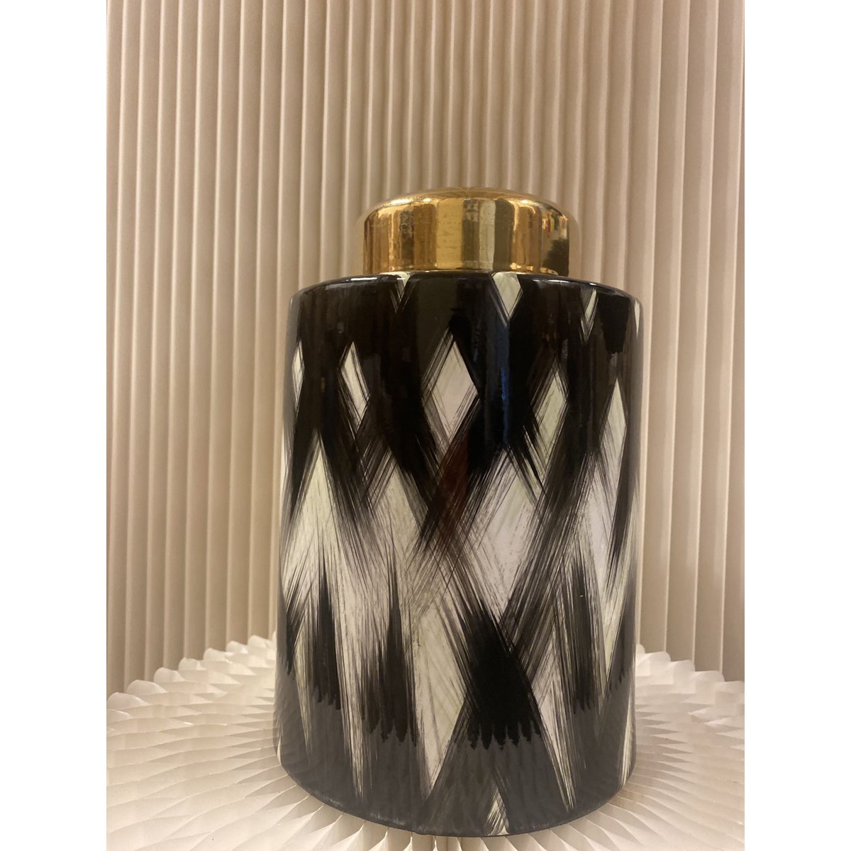 Keramiek Pot Klein 3232560 Klein Zwart wit goud