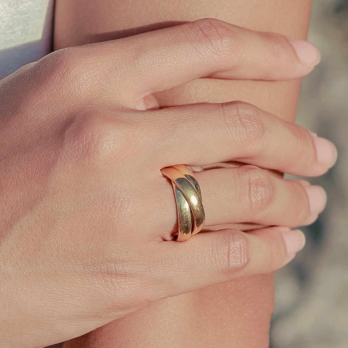 Minimalistische drievoudige ring 18k verguld - gouden ring 925 zilver goud vermeil - meerdere ring 3er ring brede speelring - BATUR