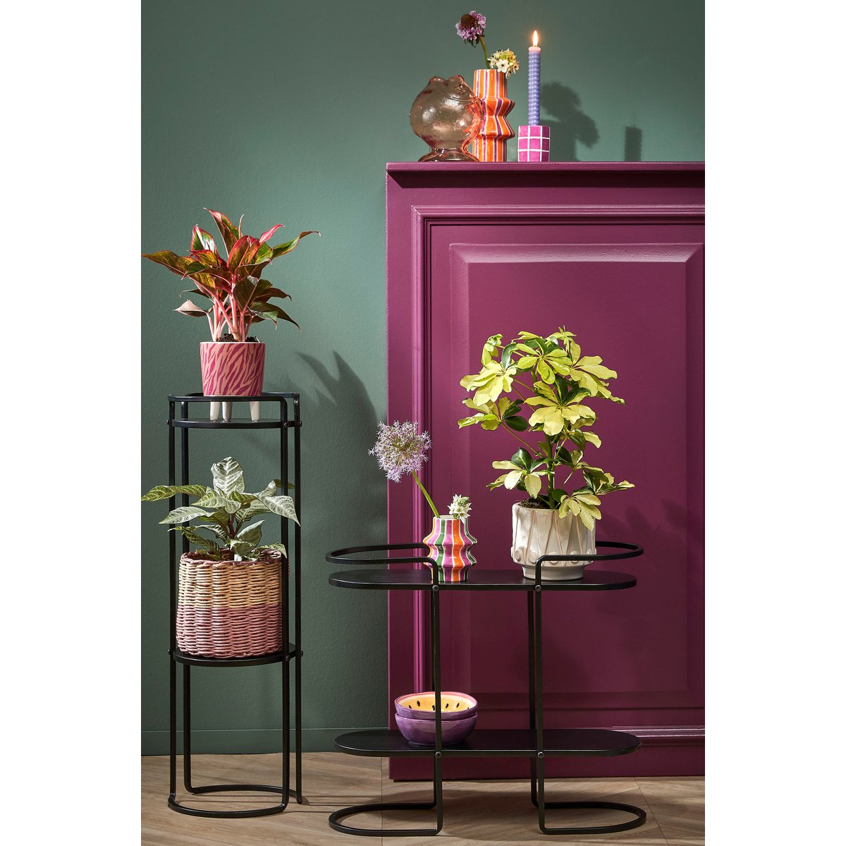 Cordoba Plantentafel - L58 x B20 x H50 cm - Metaal - Zwart