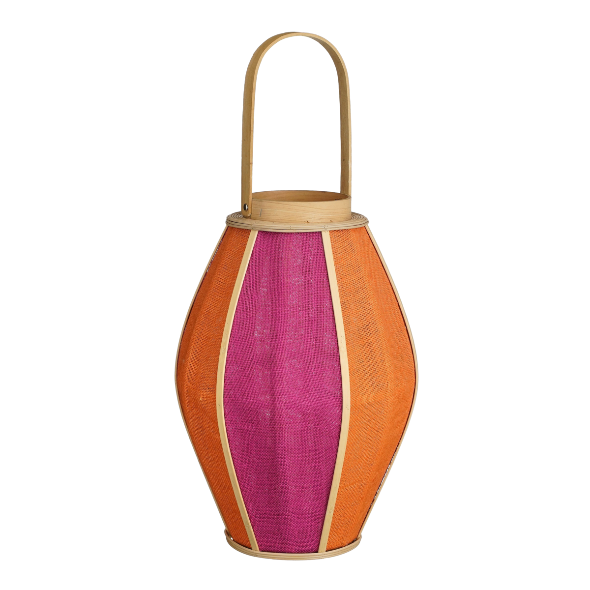 Roger Lantaarn - H45 x Ø32 cm - Jute - Fuchsia, Oranje