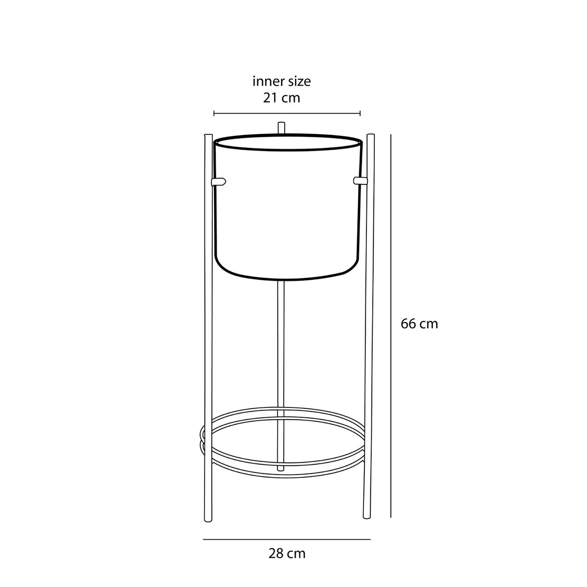 Sverre Bloempot op Standaard - H66 x Ø28 cm - Wit, Goud