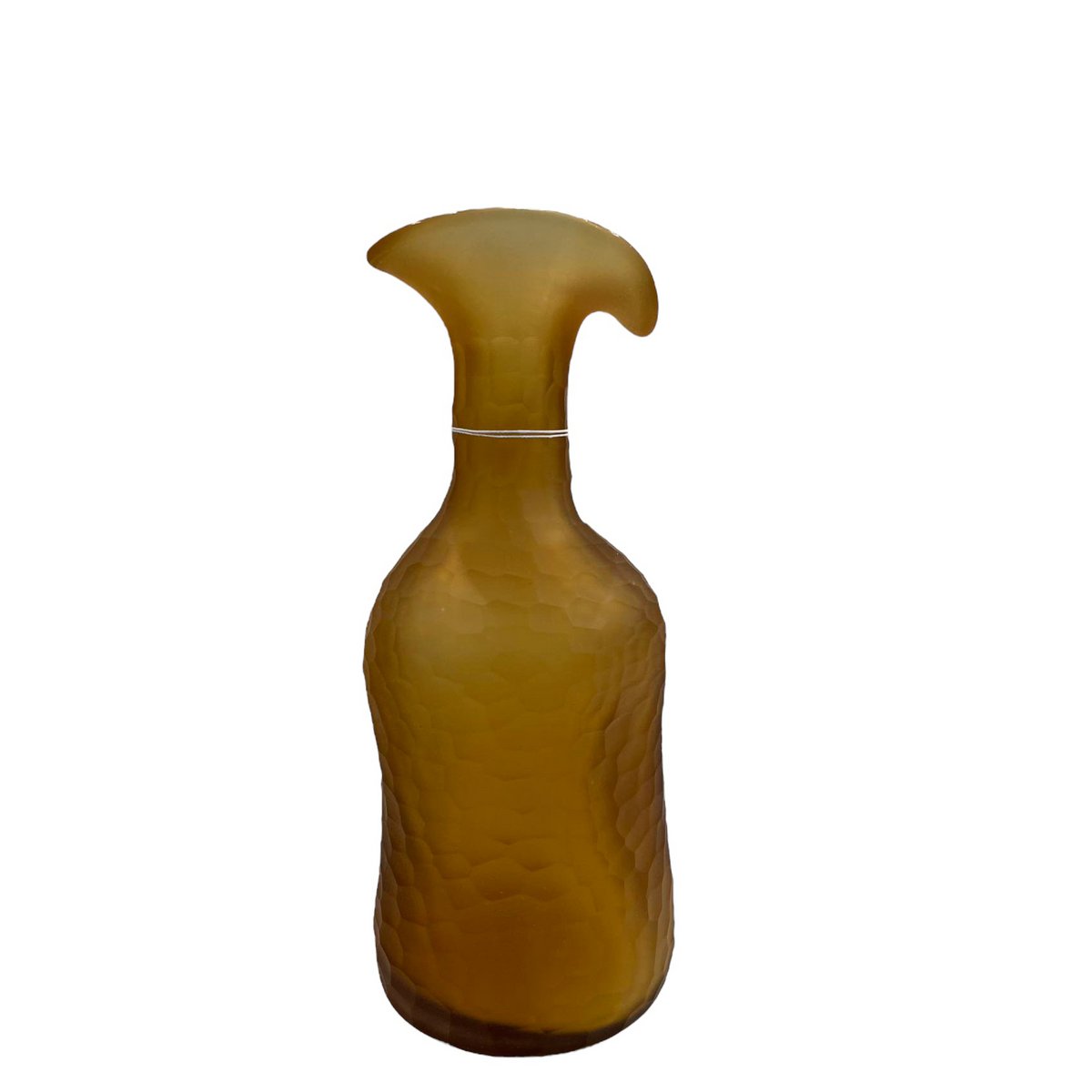 vintage amberkleurige glazen vaas klein formaat: H30cm B: 7cm