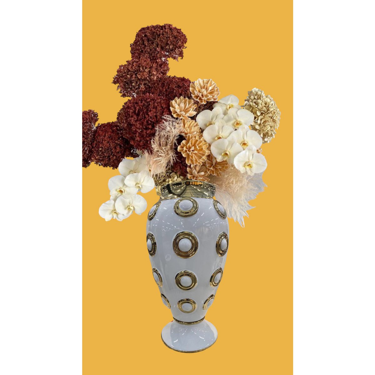 Gouden grote vaas met 4 cirkels H46cm (CV11617-17WIT)