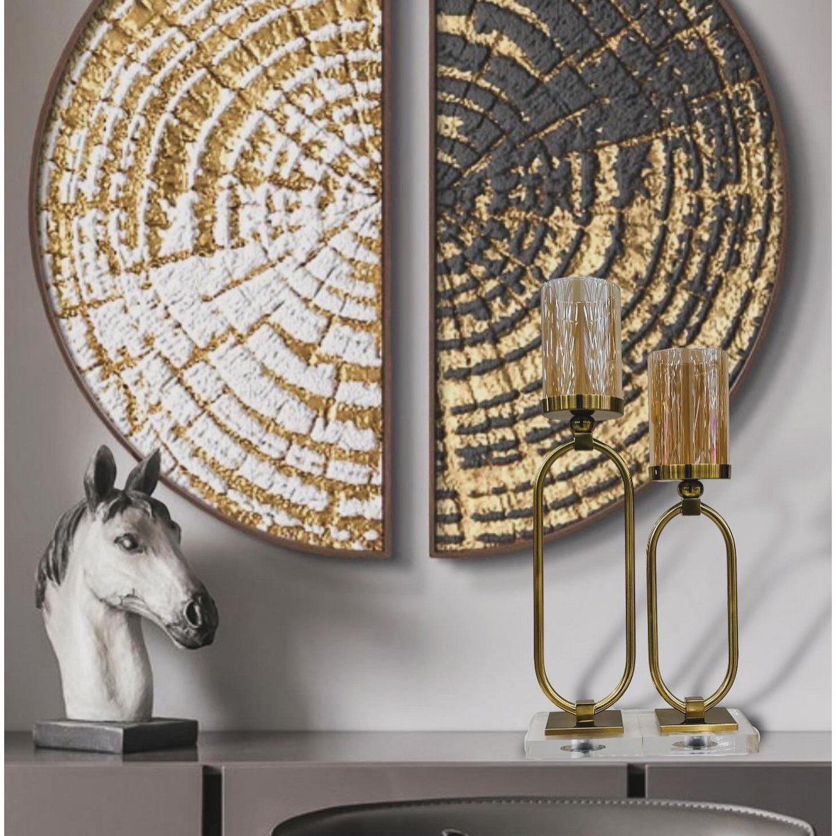 KANDELAAR | GLAS | GOUD ZH02 Grote maat: 12*50*8.5