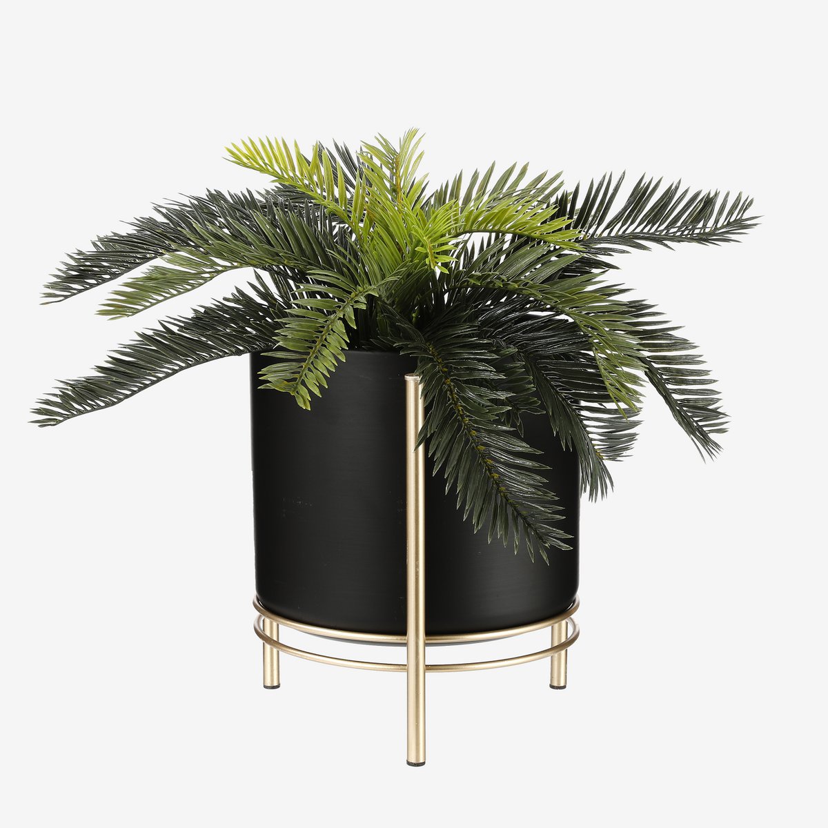 Sverre Bloempot op Standaard - H29 x Ø25 cm - Zwart, Goud