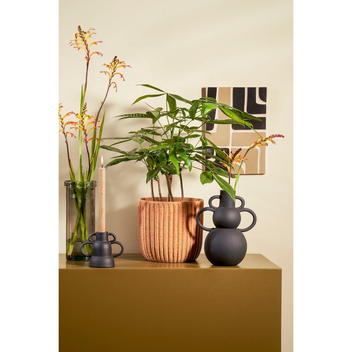 Pepe Vaas - H28 x Ø12 cm - Gerecycled Glas - Grijs