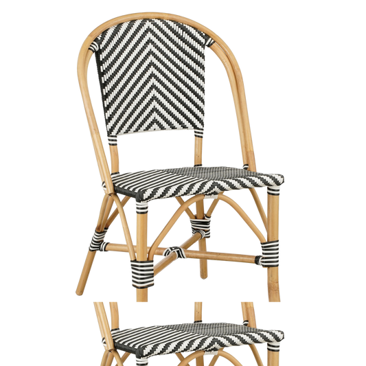 Mandox Bistrostoel - L51 x B57 x H90 cm - Rotan - Zwart, Wit