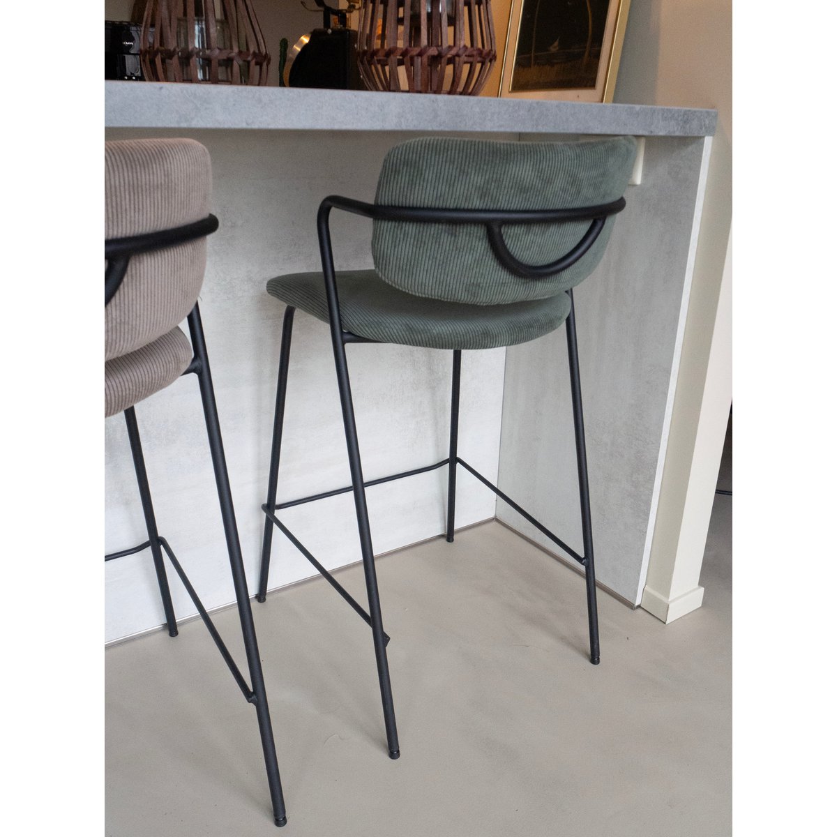 Nanet Barkruk - H91 cm - Velvet - Donkergroen