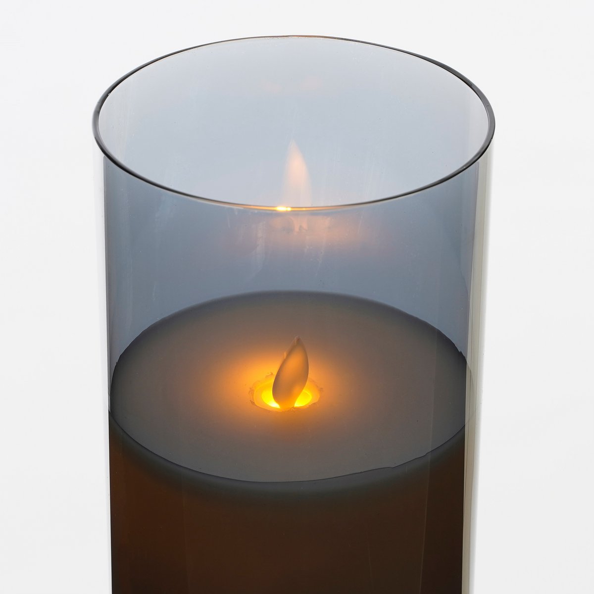 LED Kaars - H25 x Ø10 cm - Glas/Wax - Grijs