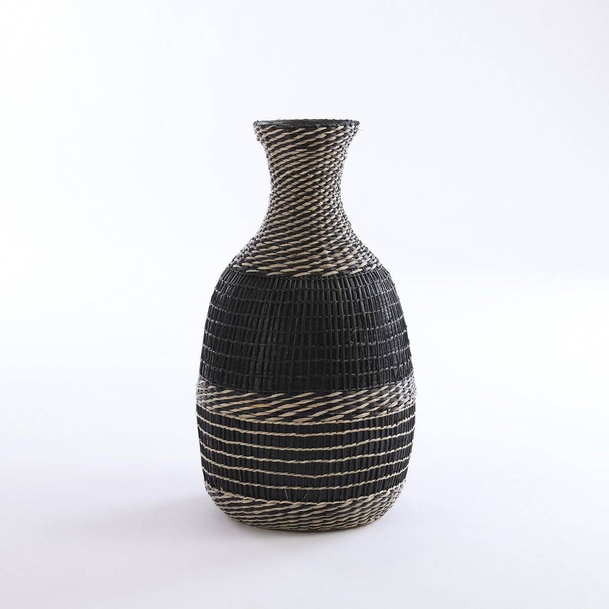 Yasmin Decoratieve Fles - H48 x Ø28 cm - Zeegras - Zwart