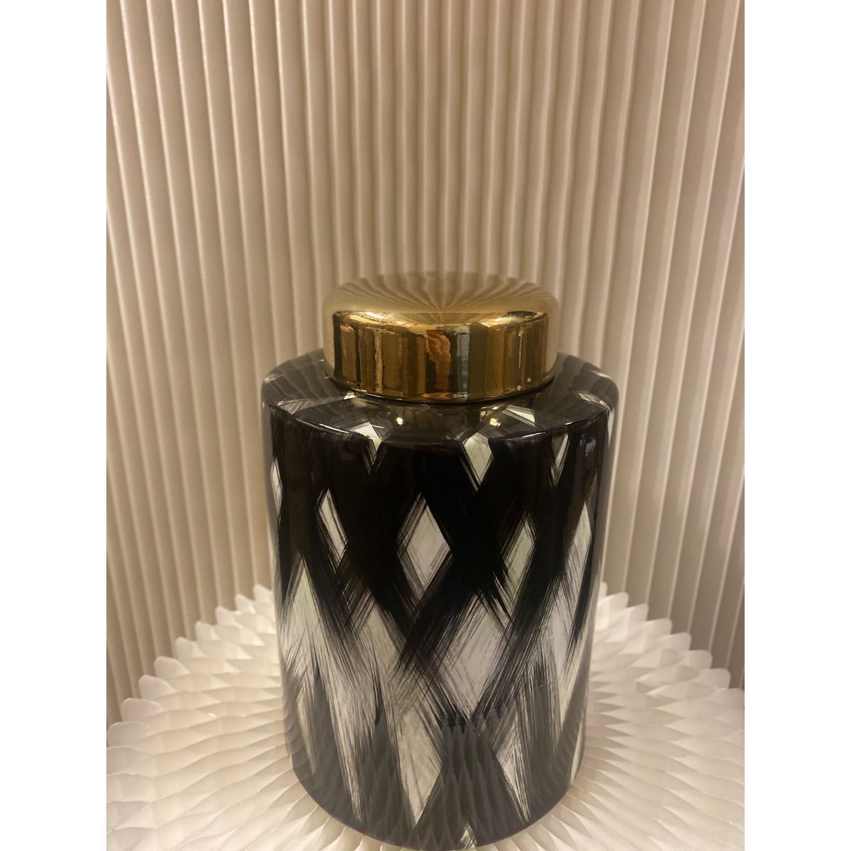 Keramiek Pot Klein 3232560 Klein Zwart wit goud