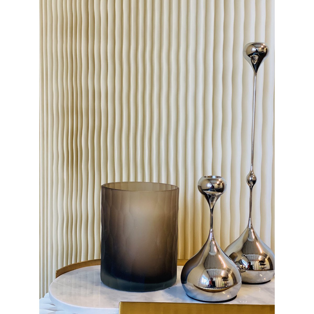 THEELICHTHOUDER (handgeslepen glazen pot)