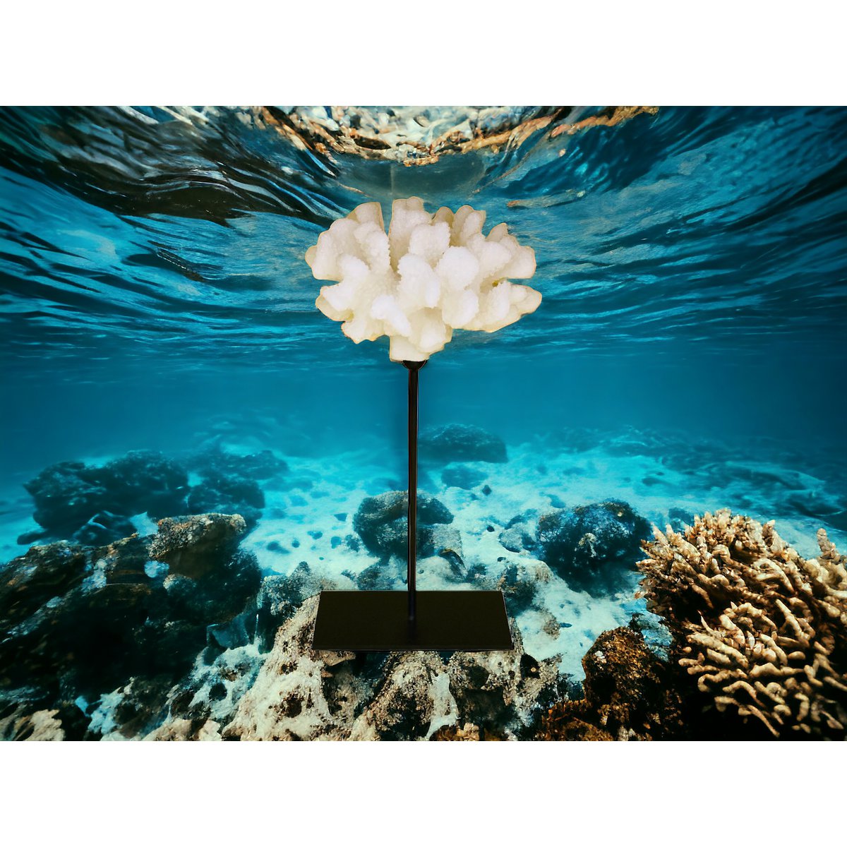 Koraalcollectie met metalen standaard - maat: H25cm B15cm D15cm