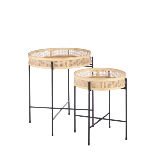 Leandro Bijzettafel - Set van 2 - H53 x Ø45 cm - Zwart
