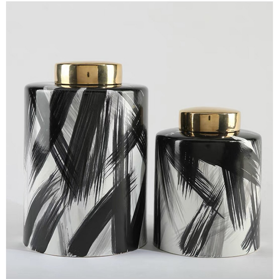 Keramiek Pot Klein 3232560 Klein Zwart wit goud