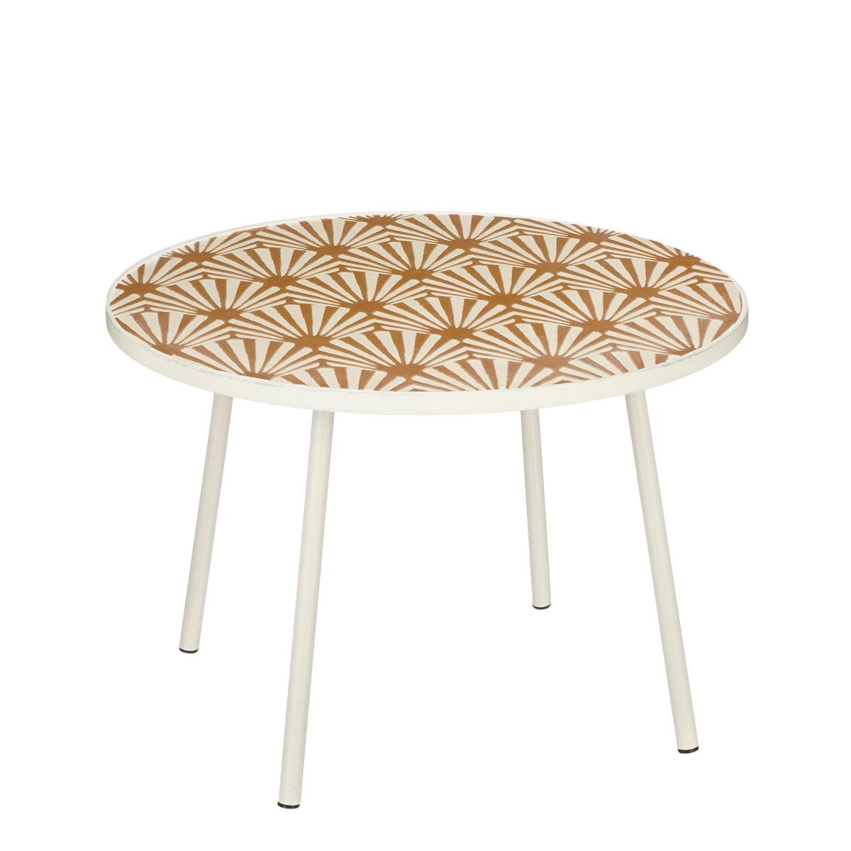 Odile Bijzettafel voor Buiten - H38 x Ø58 cm - Metaal - Bruin, Wit