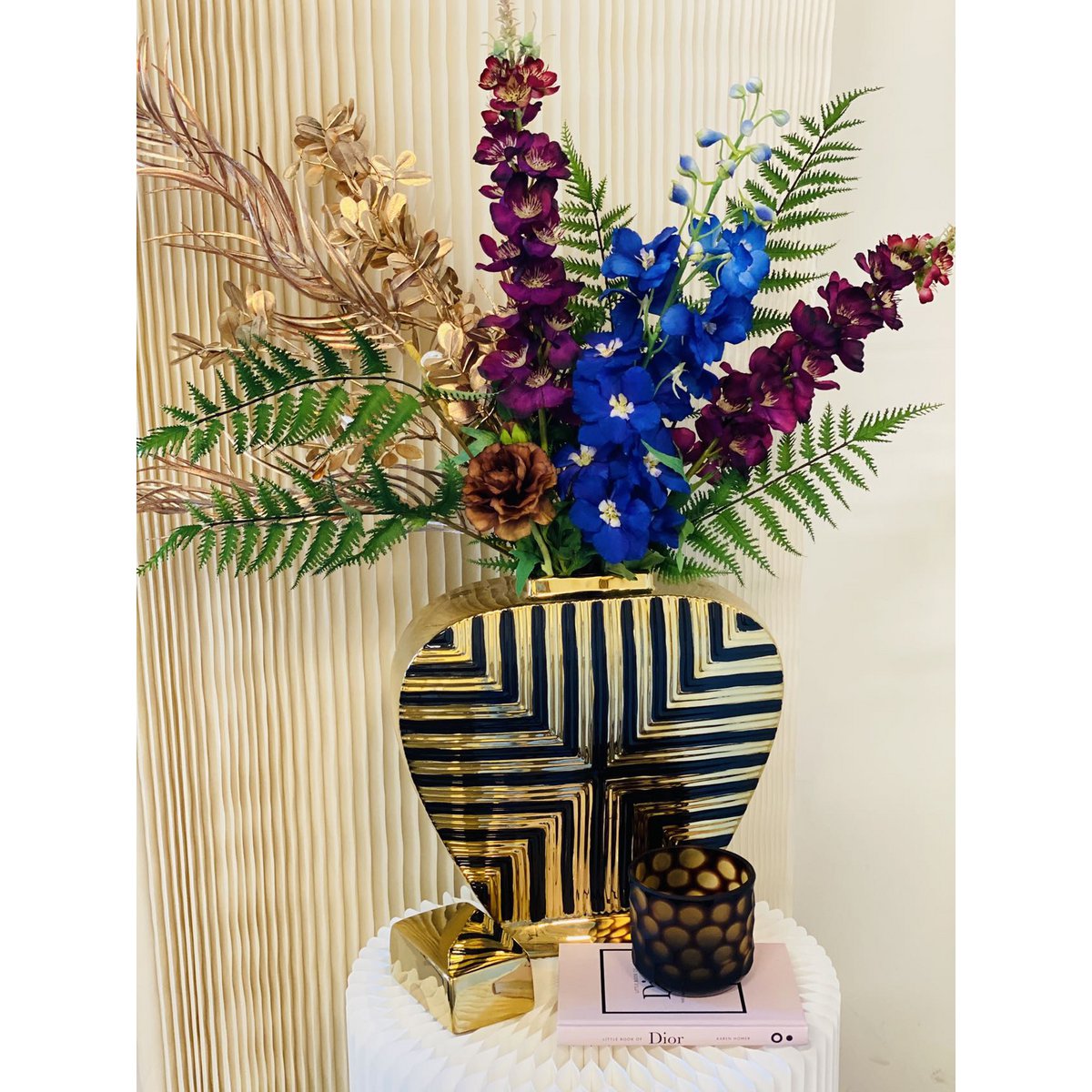 Vaas goud met zwart (L) | Decoratie