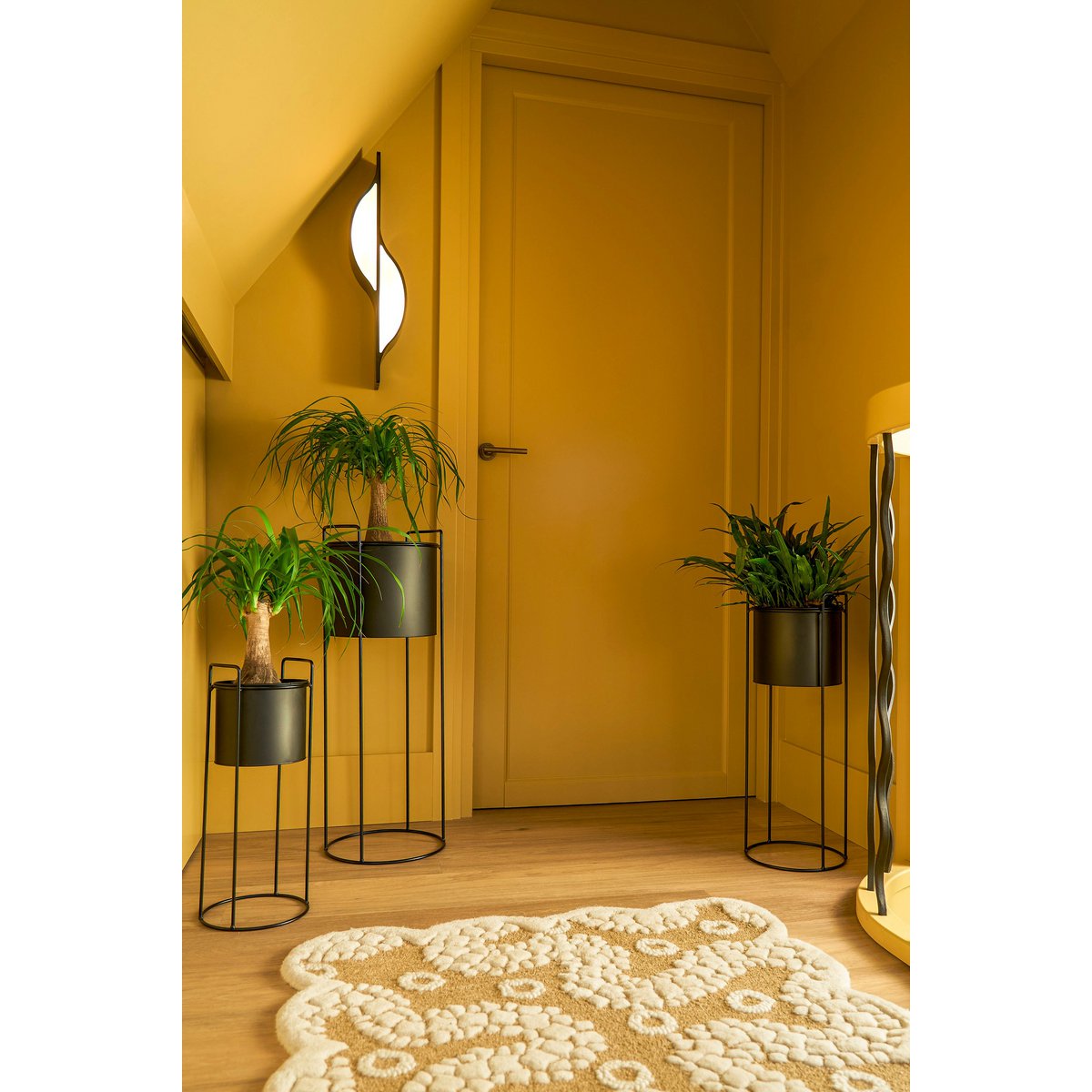 Favani Bloempot op Standaard - Set van 3 - H80 x Ø28 cm - Metaal - Zwart