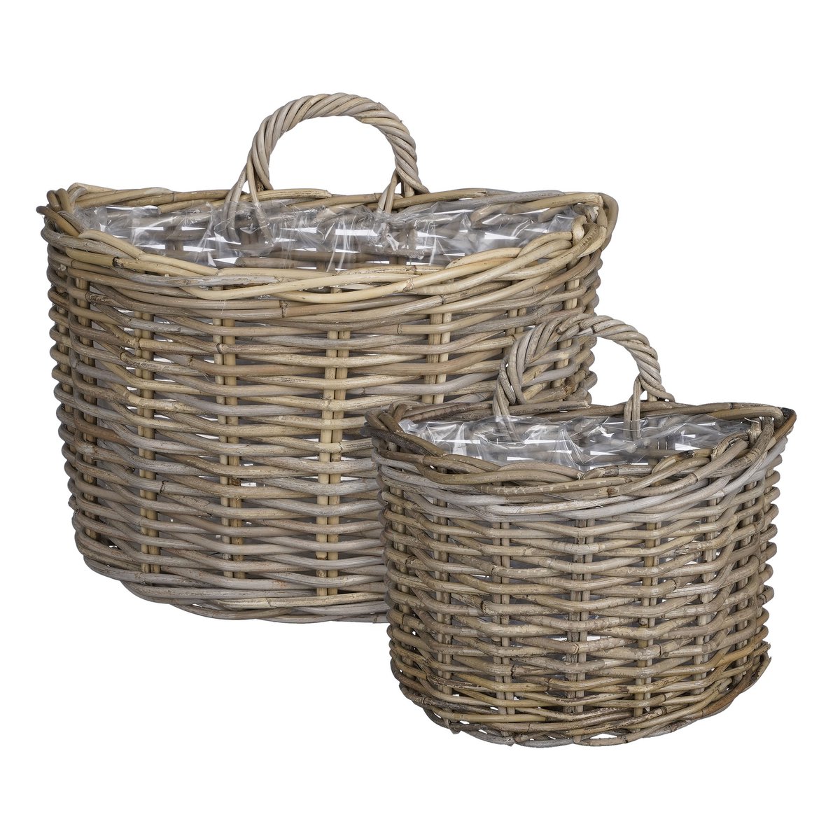Marcia Plantenmand Muurhanger voor Buiten - Set van 2 - L38 x B26 x H26 cm - Rotan - Grijs
