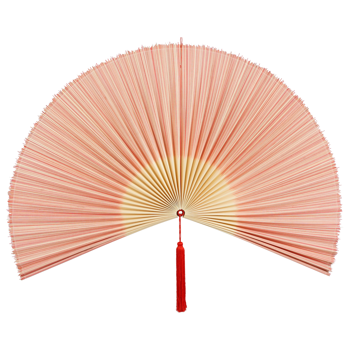 Muurdecoratie Waaier - L105 x B150 cm - Bamboe - Oranje