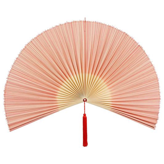 Muurdecoratie Waaier - L105 x B150 cm - Bamboe - Oranje