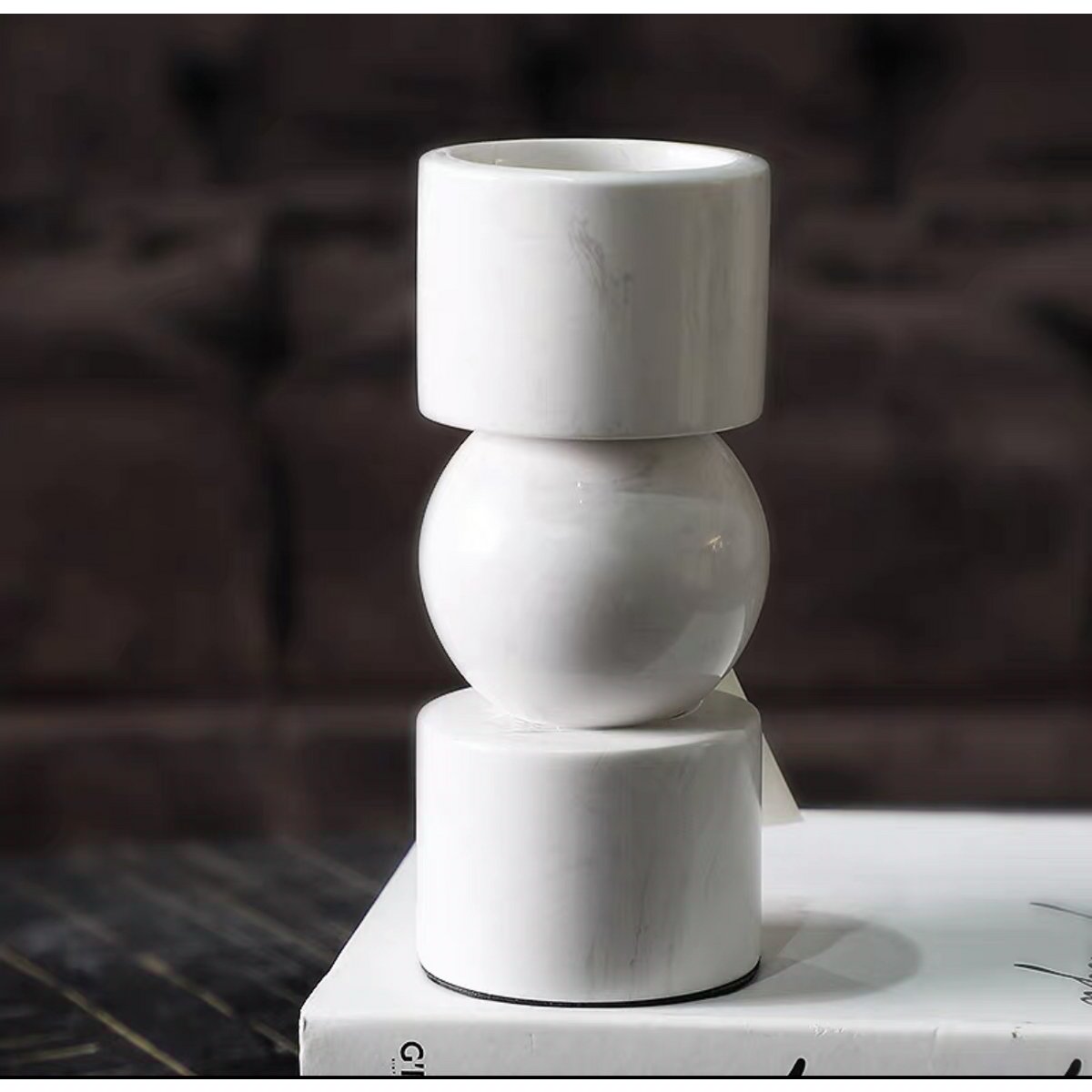 KANDELAAR | MARBLE | WHITE S H19.5cm*W8cm D 8cm