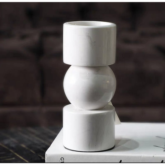 KANDELAAR | MARBLE | WHITE S H19.5cm*W8cm D 8cm