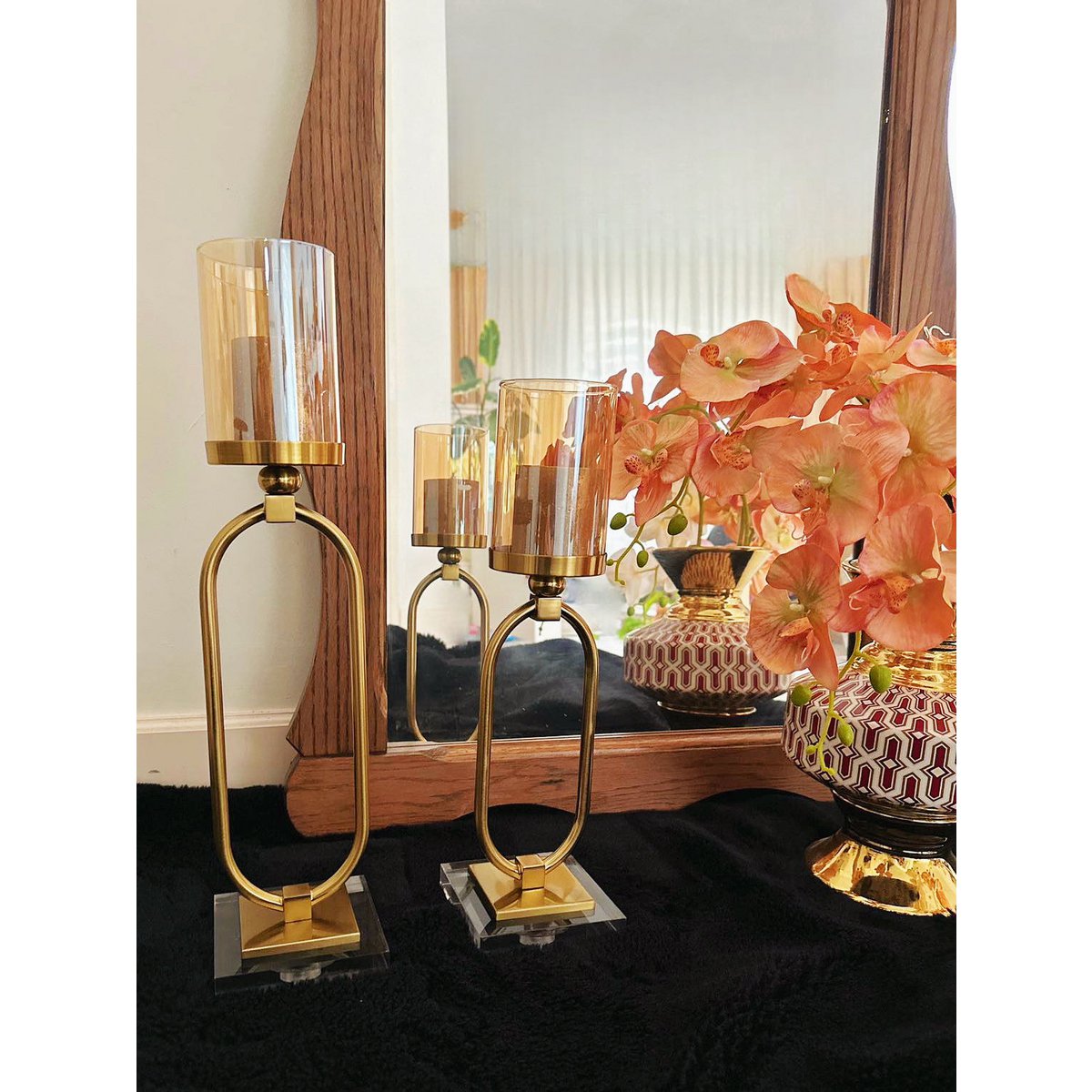 KANDELAAR | GLAS | GOUD ZH02 Grote maat: 12*50*8.5