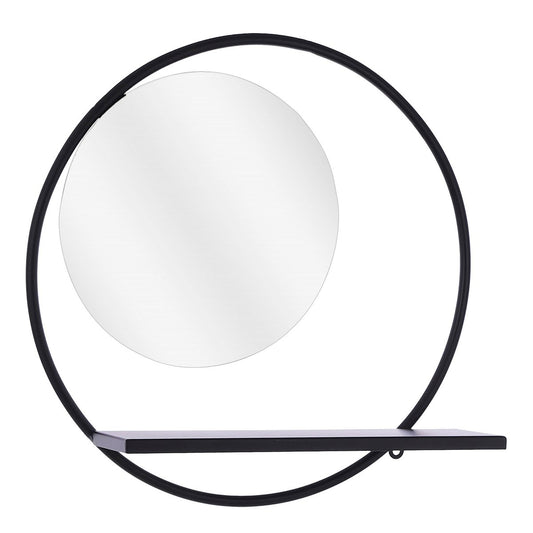 Phoenix Wandspiegel - B11 x Ø39 cm - Metaal - Zwart