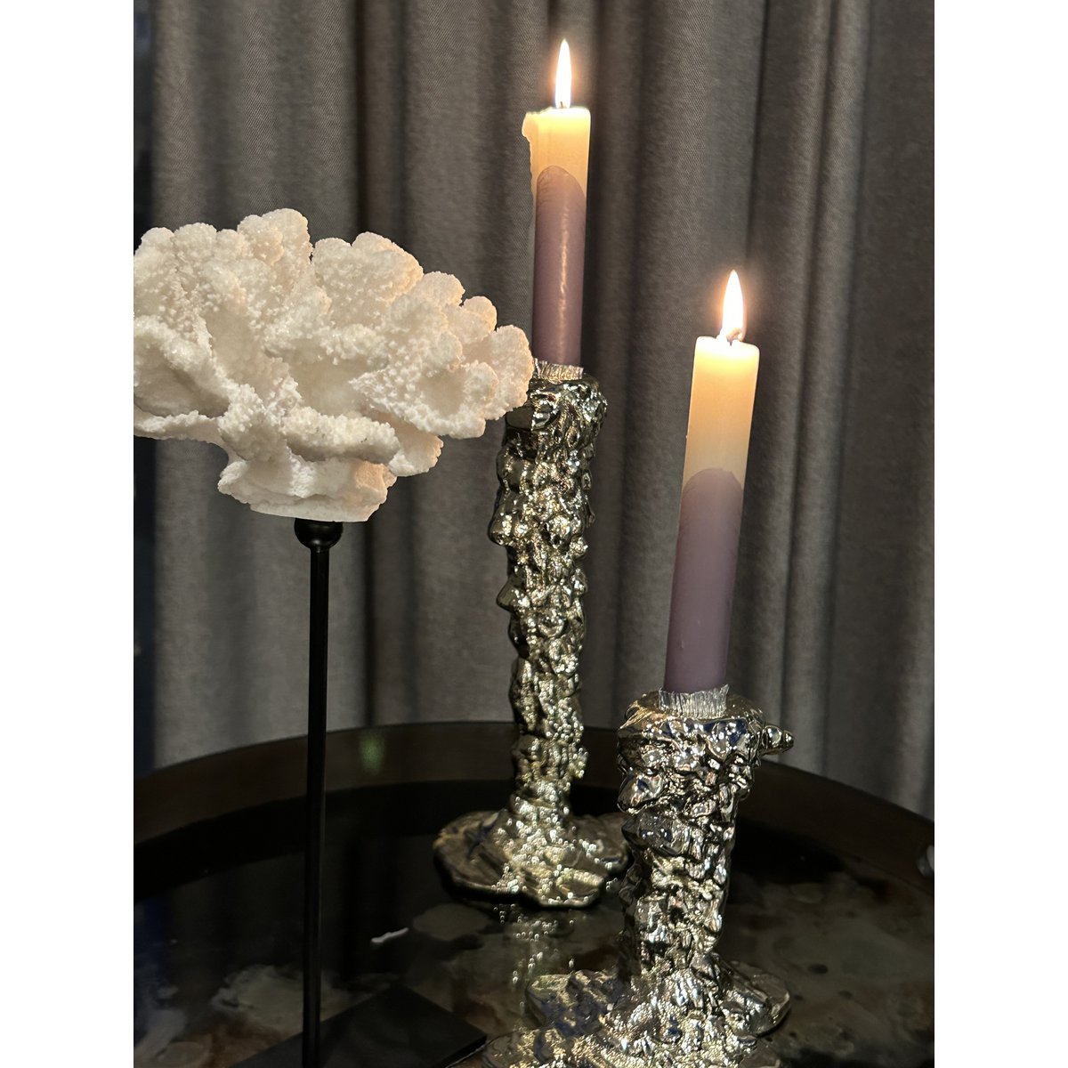 Koraalcollectie met metalen standaard - maat: H25cm B15cm D15cm