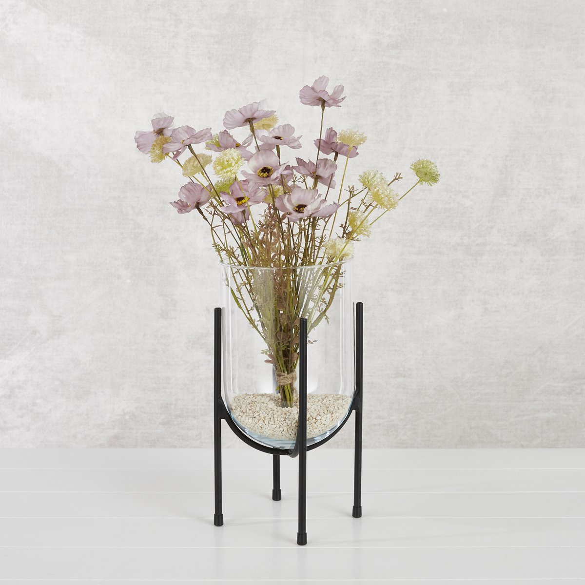 Jamey Vaas op Standaard - H31 x Ø17 cm - Transparant, Zwart