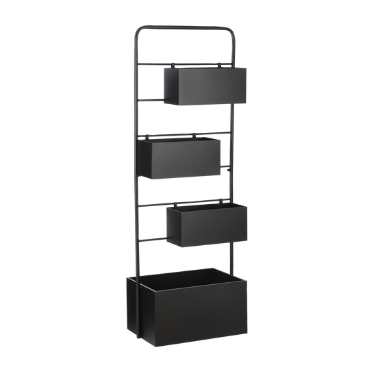 Dani Plantenrek - L37 x B38 x H160 cm - Metaal - Zwart