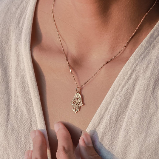 Sierlijke ketting 18k verguld - gouden 40 cm ketting gemaakt van 925 zilver goud vermeil - met hanger in Bali stijl - KRAJAN goud