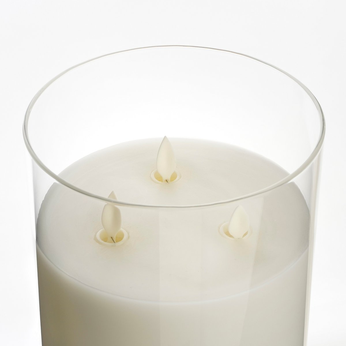 LED Kaars - H20 x Ø15 cm - Glas/Wax - Transparant