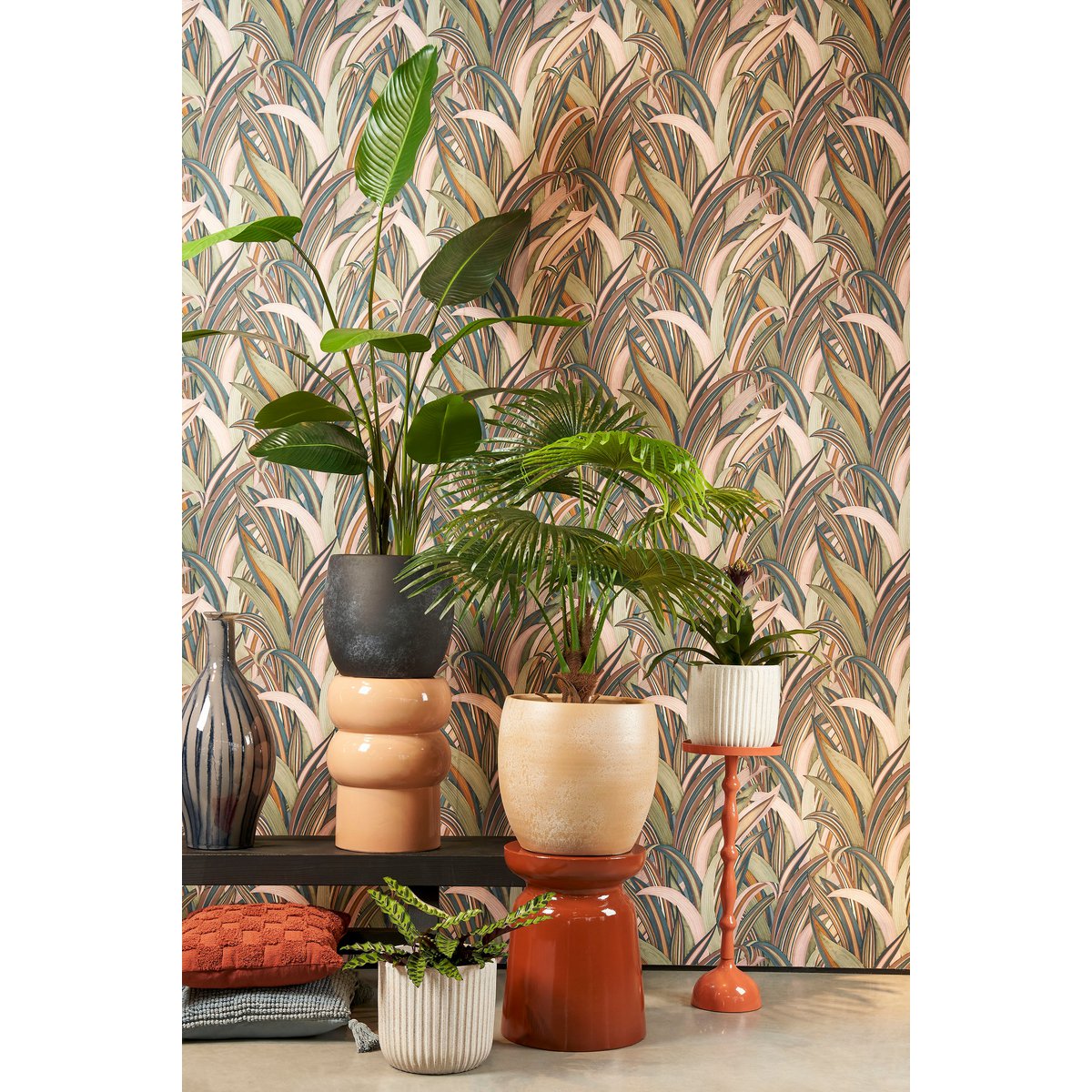 Lester Bloempot - H35 x Ø38 cm - Terracotta - Crème