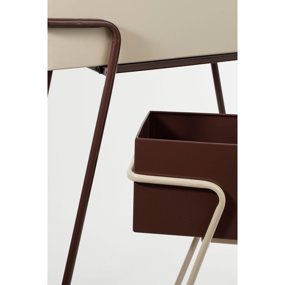 Plantenbak op Poten - Set van 2 - L54 x B23 x H69,5 cm - Metaal - Donkerbruin/Beige