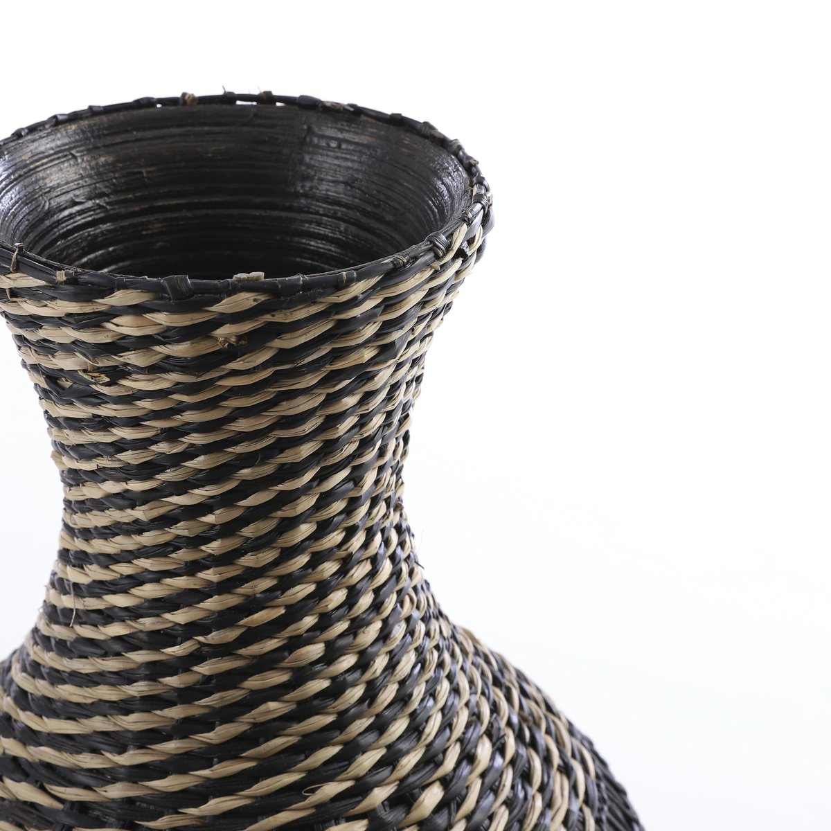 Yasmin Decoratieve Fles - H48 x Ø28 cm - Zeegras - Zwart