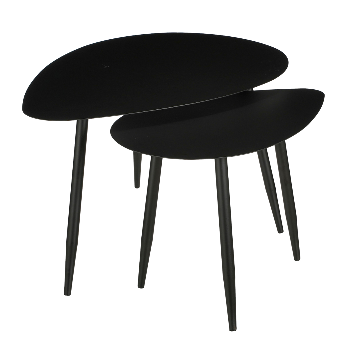 Bijzettafel - Set van 2 - L80 x B60 x H47 cm - Metaal - Zwart