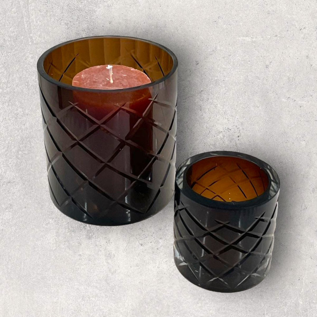 Hurricane Kristallen Lamp Windlicht Middelbruin (cc2101-140kristal-choc-middelgroot)