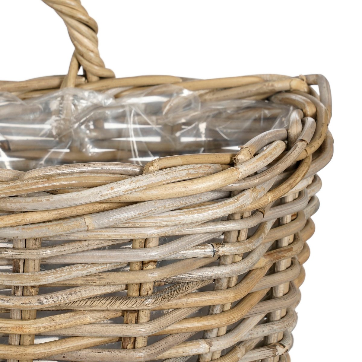 Marcia Plantenmand Muurhanger voor Buiten - Set van 2 - L38 x B26 x H26 cm - Rotan - Grijs